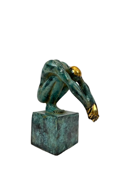 Mini tuffatore in bronzo su base in bronzo