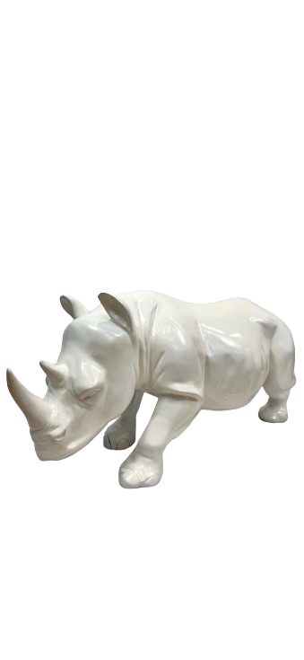 Rinoceronte in resina bianco