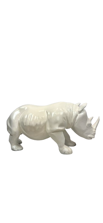 Rinoceronte in resina bianco